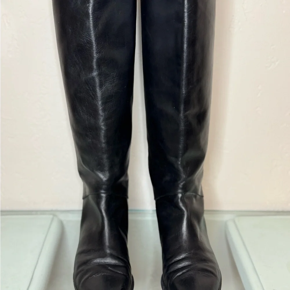 Joan & David Black Leather Over-the-Knee Boots